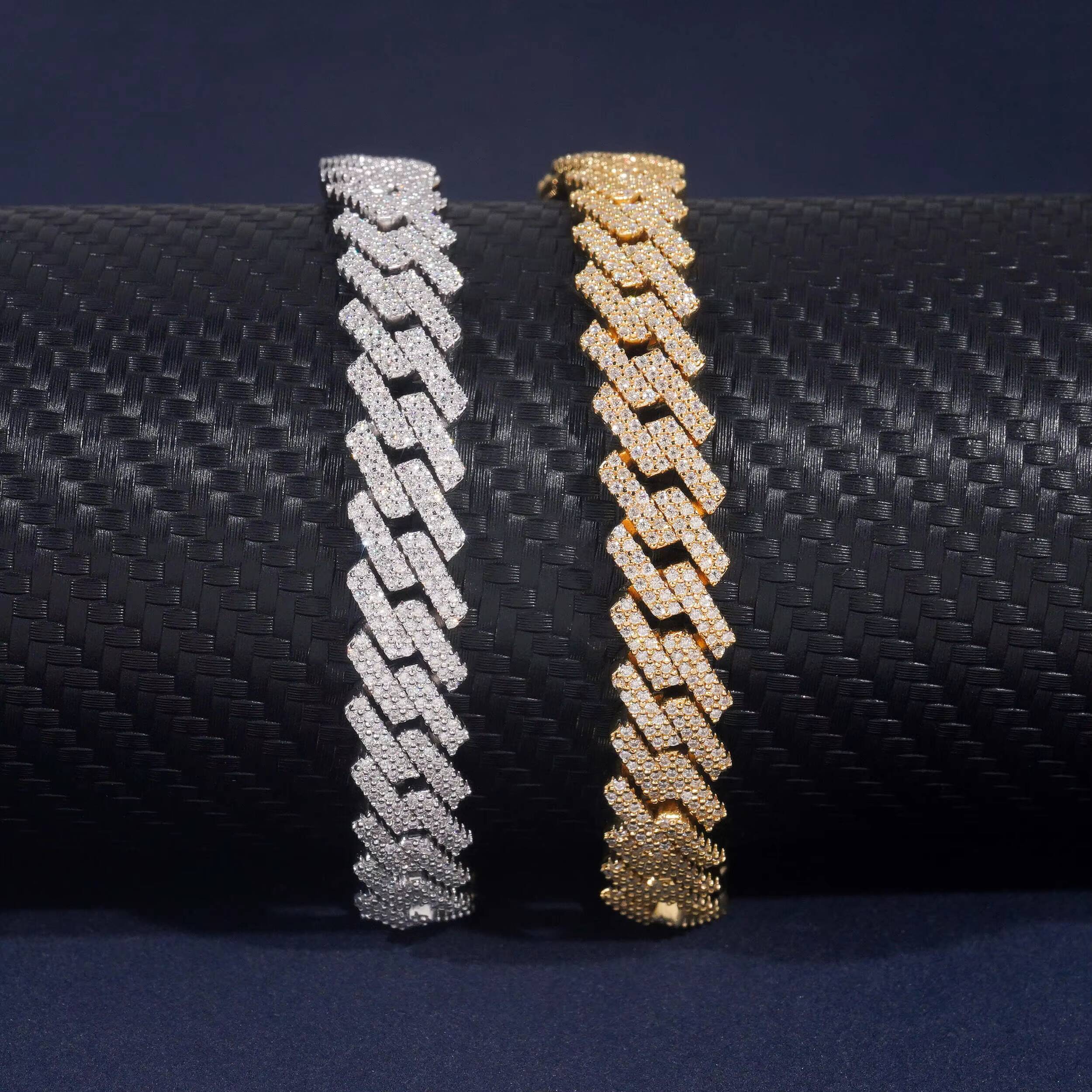 Ready to Ship 2ROWS 10MM Moissnaite Cuban Chain Gold Plated 925 Sliver GRA Moissanite Pass Diamond Test Cuban Link Chain