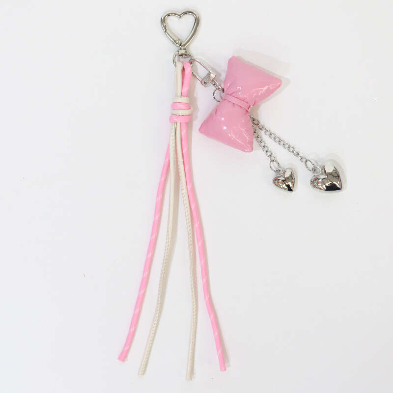 Huayang New Bowknot Heart-shaped Hanging Rope Hand Keychain Accessories Miu-style Bag Pendant