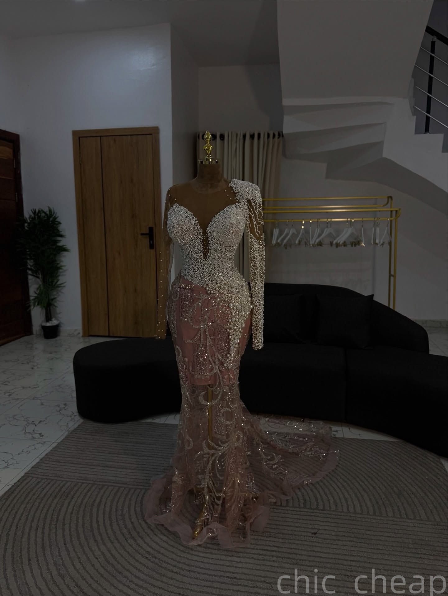 Mermaid Pink Prom Dresses 2025 Pearls Sequined Lace Sparkly Evening Formal Party Second Birthday Engagement Gowns Plus Size Dress For Special Occasion