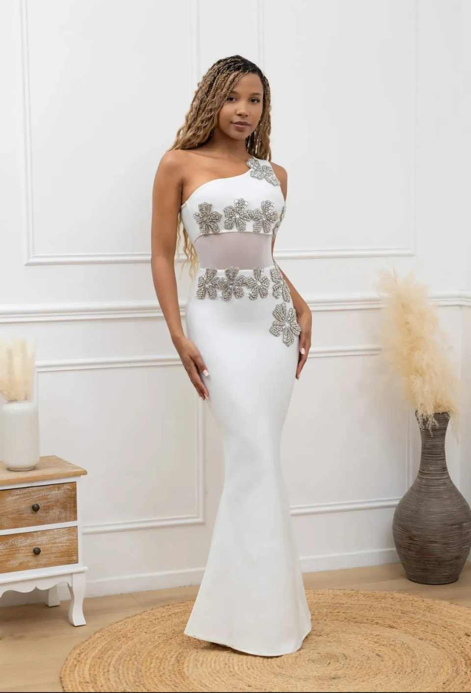 Women Evening Dresses Flowers Beads Crystals Mermaid Prom Dress One Shoulder Formal Party Gowns vestido de novia Plus Size Customized