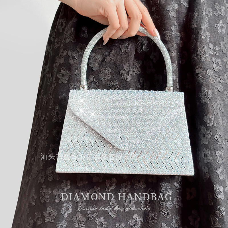 DHAL Rhinestone New Evening Large Capacity Handheld Women's Wedding Bridesmaid KTV Princess Dress Bag