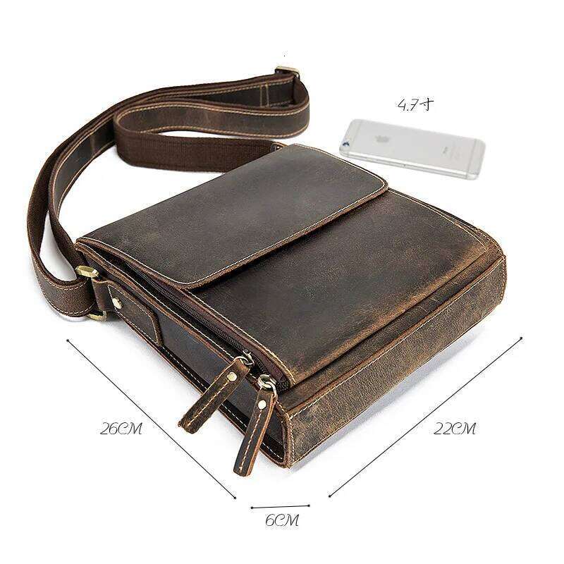 OLOEY Casual Crossbody Genuine Shoulder Messenger Crazy Horse Leather Men Bags Wholesale Free Shipping
