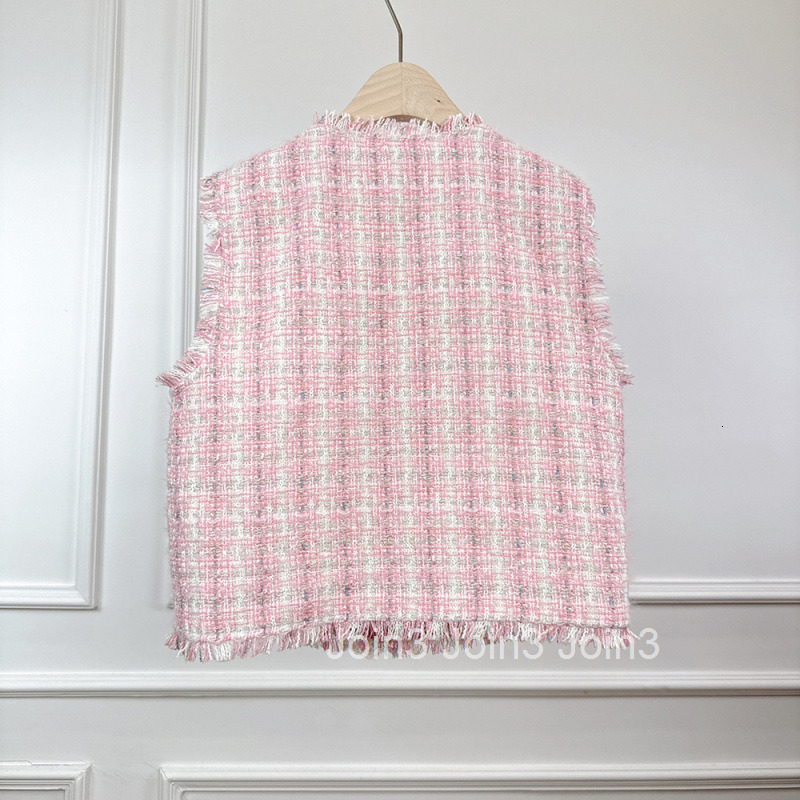 Spring Summer New Fashionable Socialite Small Fragrance Stylish Frilled Plaid Slimming Tall Petite Vest Jacket Womens Vest Top