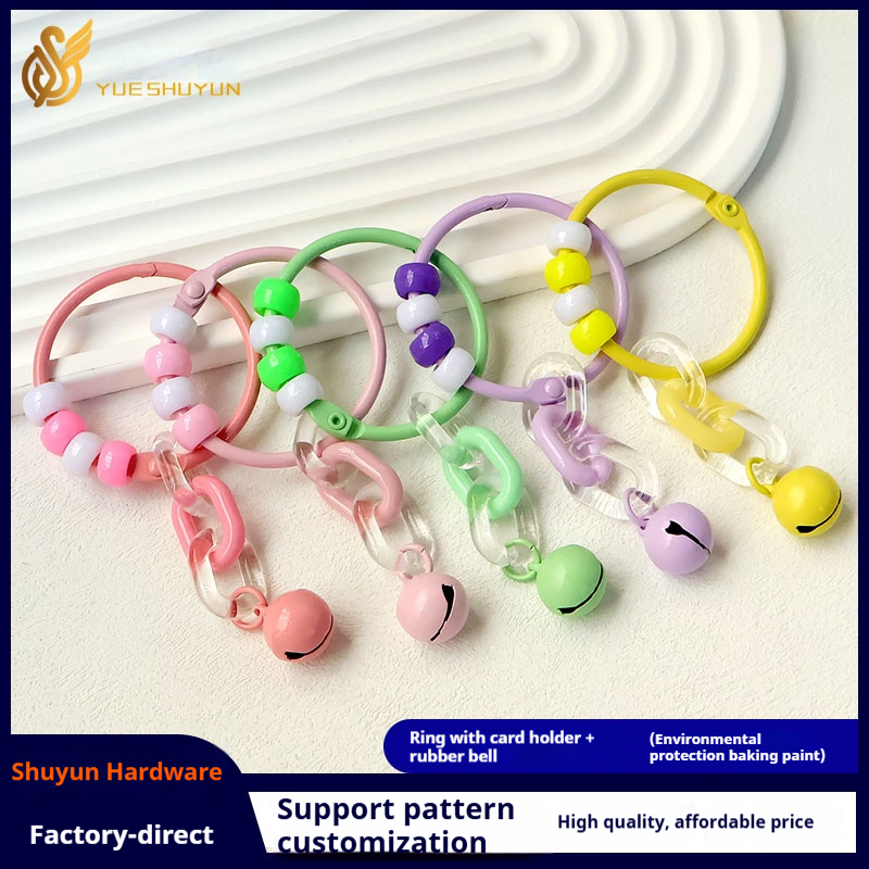 Customized factory direct color baking paint key ring pendant bell card ring bag jewelry keychain charm book ring