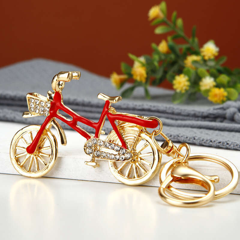 Creative Lucky Rope Alloy Inlaid Diamond Bicycle Car Bag Pendant Metal Keychain Gift