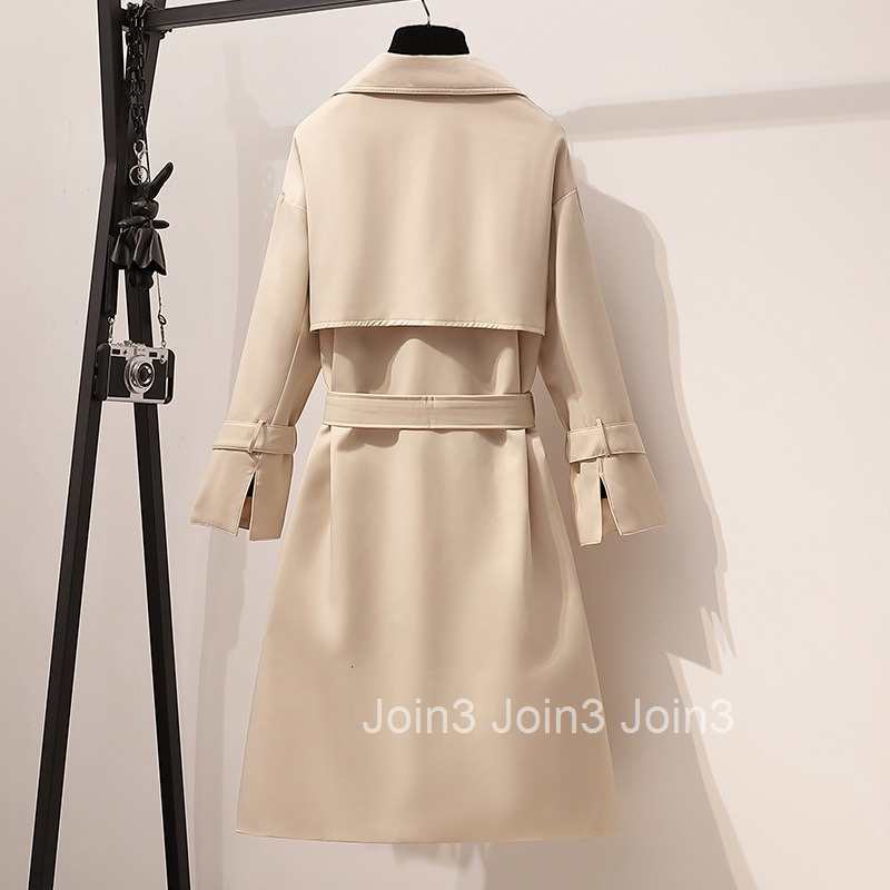 Japanese and Korean Plus Size Womens Clothing Mid-Length Trench Coat Slim Fit Personality Autumn Winter New Style Elegant Street Style Over-the-Knee