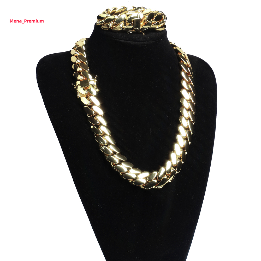 2025 Wholesale Choker 18k Gold 20mm Chunky Custom Gold Cuban Link Chain 24k Gold Cuban Chains Miami Chain Necklace
