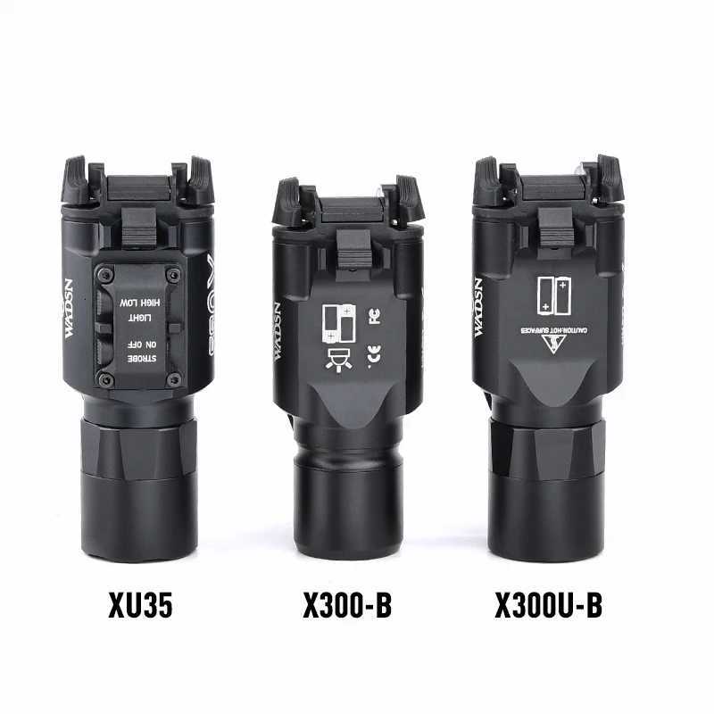 WADSN Tactic X300 X300U Metal Hanging Pistol Flashlight Strobe LED Fits 20mm Rail Airsoft X300-B X300U-B XU35 Hunting Gun Light XJ250728