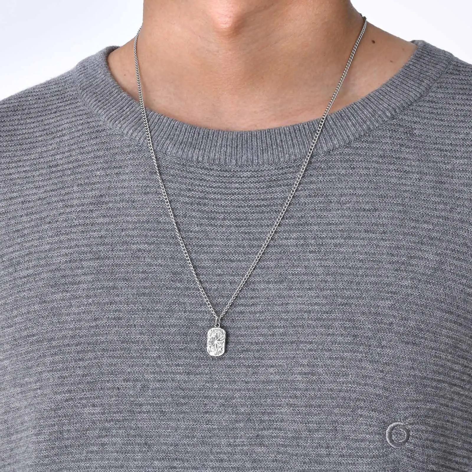 Mens Dog Tag Necklaces Stylish Hammered Stainless Steel Eight Point Star Pendant Collar Birthday Party Gifts for Him 250729