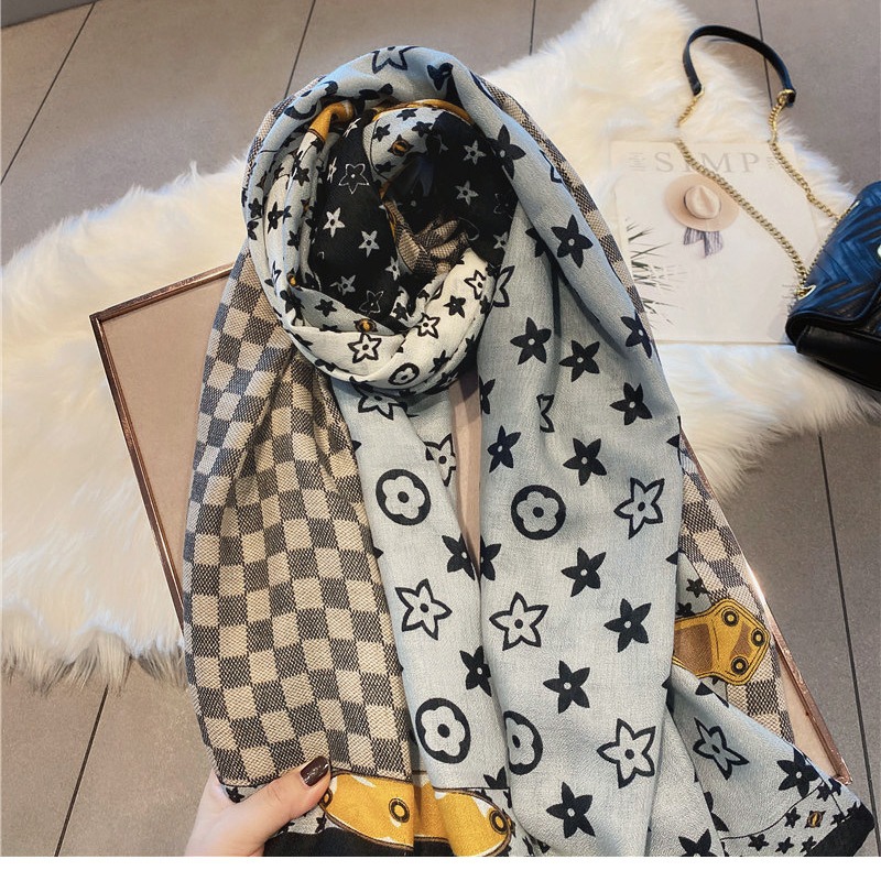 Star plaid scarf female winter high sense scarf temperament all match checkerboard plaid scarf autumn and winter shawl 2025s hot