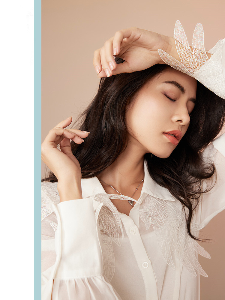 Womens Elegant White Tops and Blouses Dressy Casual Lace Stitching Top Versatile Fashion White Shirts Female 6112598