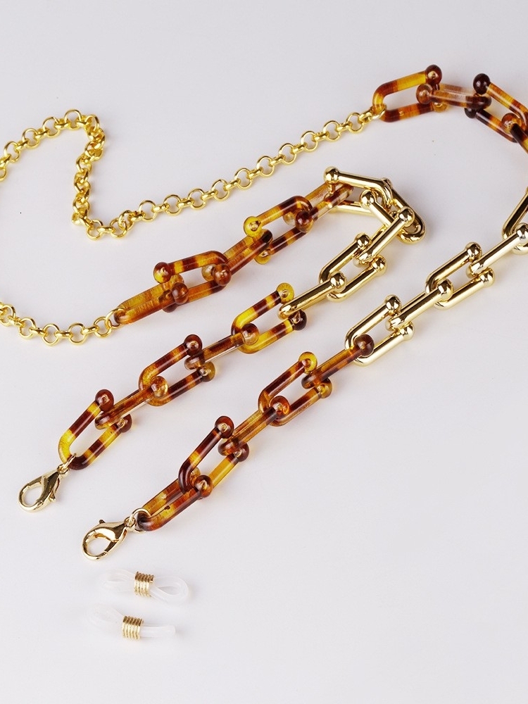 Eyeglass Chain INS Style U-Shaped Horseshoe Resin Leopard Print Mask Neck Strap Wireless Bluetooth Earphone Anti-Lost 250728