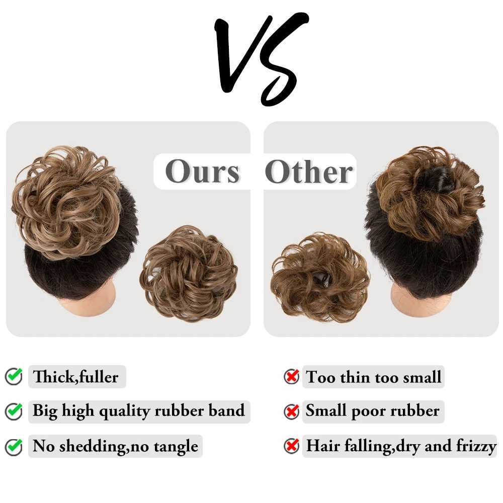 Wholesale Synthetic Hair Bun Extensions Messy Curly Elastic Hair Scrunchies Hairpieces Synthetic Chignon Donut Updo Hair Pieces Z250729