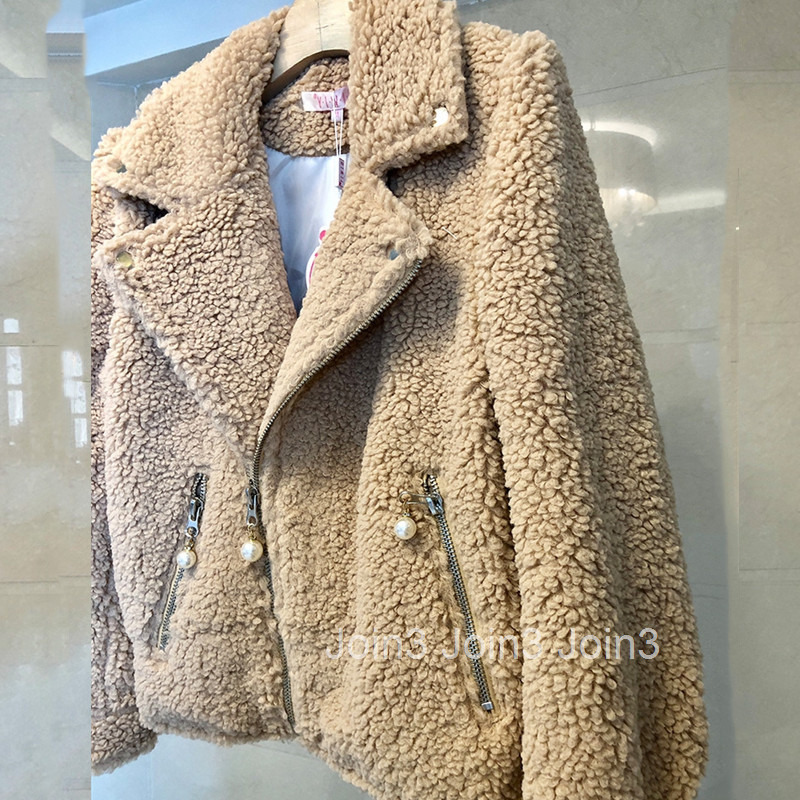 Fashion Casual Suit Collar Jacket for Women Trendy Winter Faux Fur Motorcycle Jacket Top