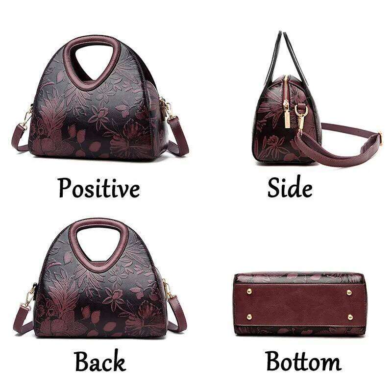 New Shoulder High Quality Leather Top-handle Bags Female Vintage National Style Crossbody Bag For Women
