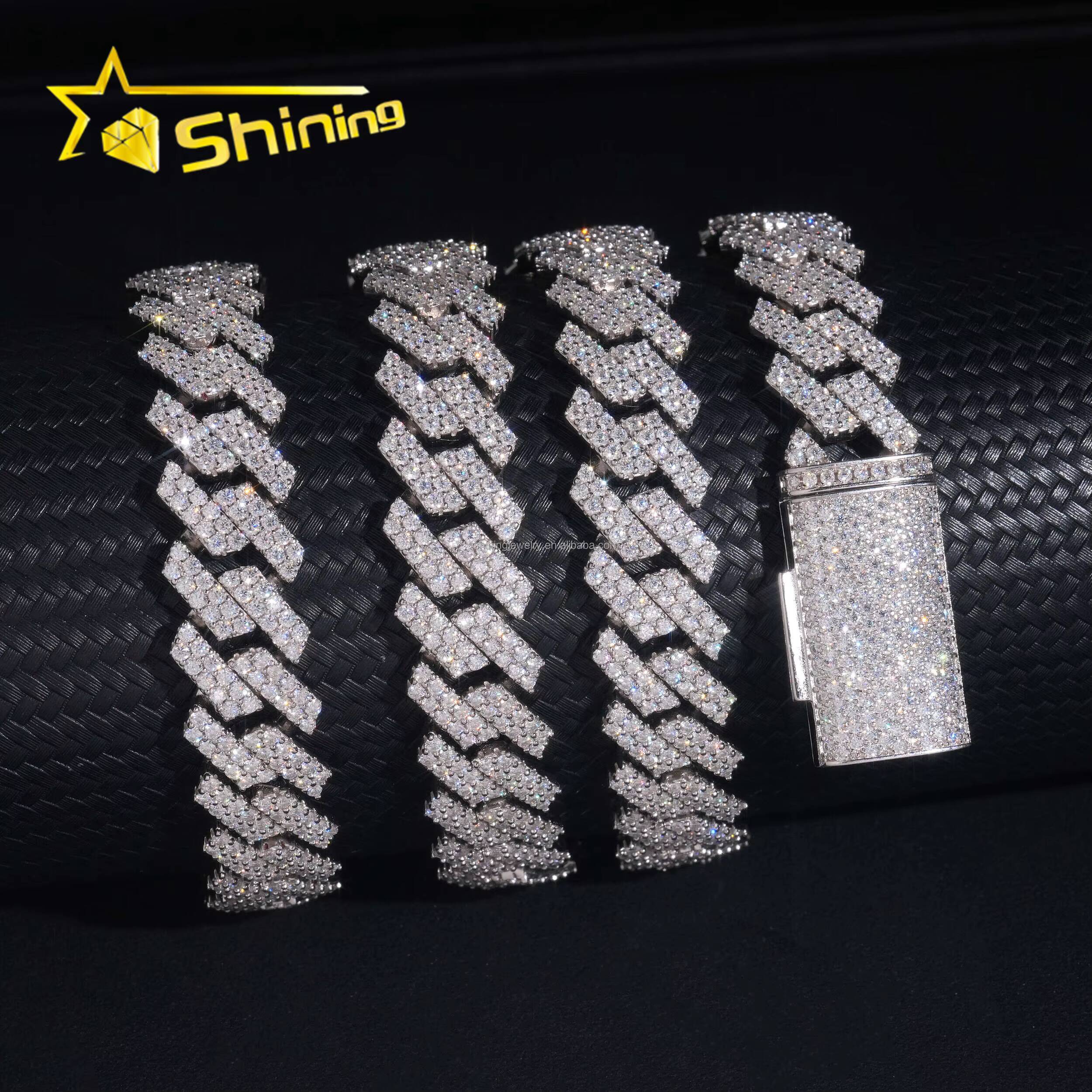 Stock Hot Selling Pass Diamond Tester GRA Certificate 13mm Iced Out Moissanite Cuban Link Chain S925 Hip Hop Miami Cuban Chain