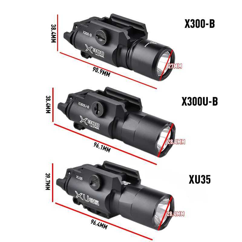 WADSN X300-B X300U-B Hunting Flashlight WhiteLED Spotlight XU35 Strobe Airsoft Weapon Light Scout Light Metal Base Fits 20MM Rail R250728