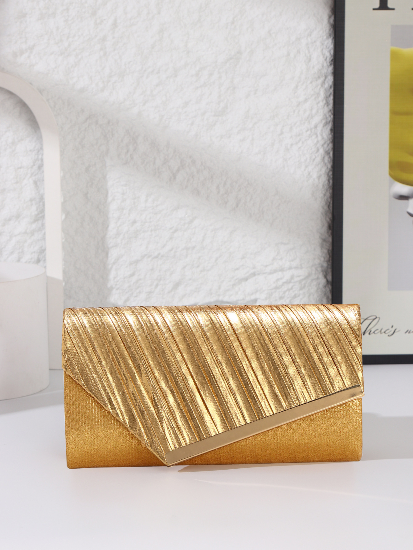 DHAL Fashion Pleated Envelope Elegant Dress Clutch Party Evening Women's Banquet Bag