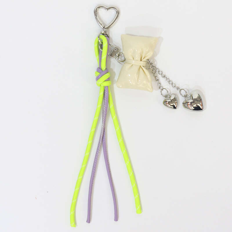 Huayang New Bowknot Heart-shaped Hanging Rope Hand Keychain Accessories Miu-style Bag Pendant
