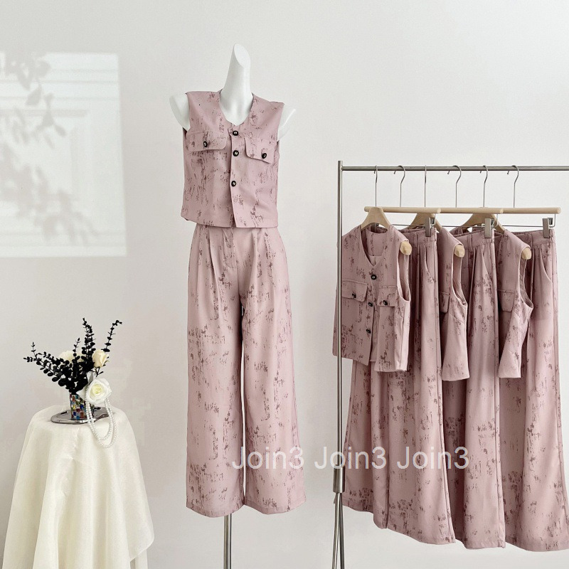 Casual Trendy Summer New Design Sense Niche Stylish Round Neck Vest Top + Long Pants Two-Piece Set for Women