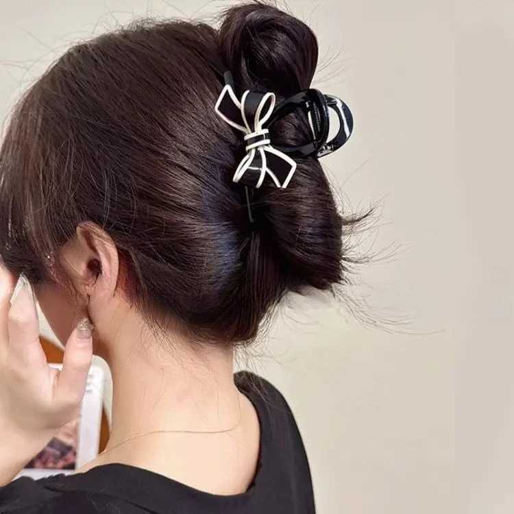 New Elegant Red Bow Hair Claw Clips Summer Korean Sweet Girls Texture Shark Claw Fashion Hair Clip Hair Accessories for Women Z250729