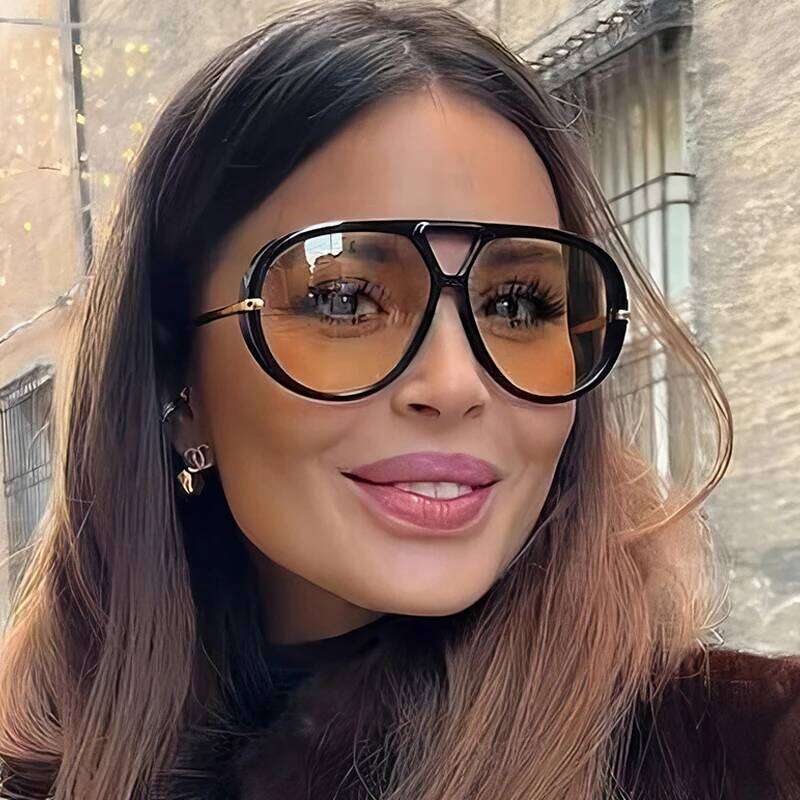 Oversized Oval Punk Pilot Sunglasses Women Big 2025 Brand Vintage Metal Frame Sun Glasses for Ladies UV400 Shield Eyewear