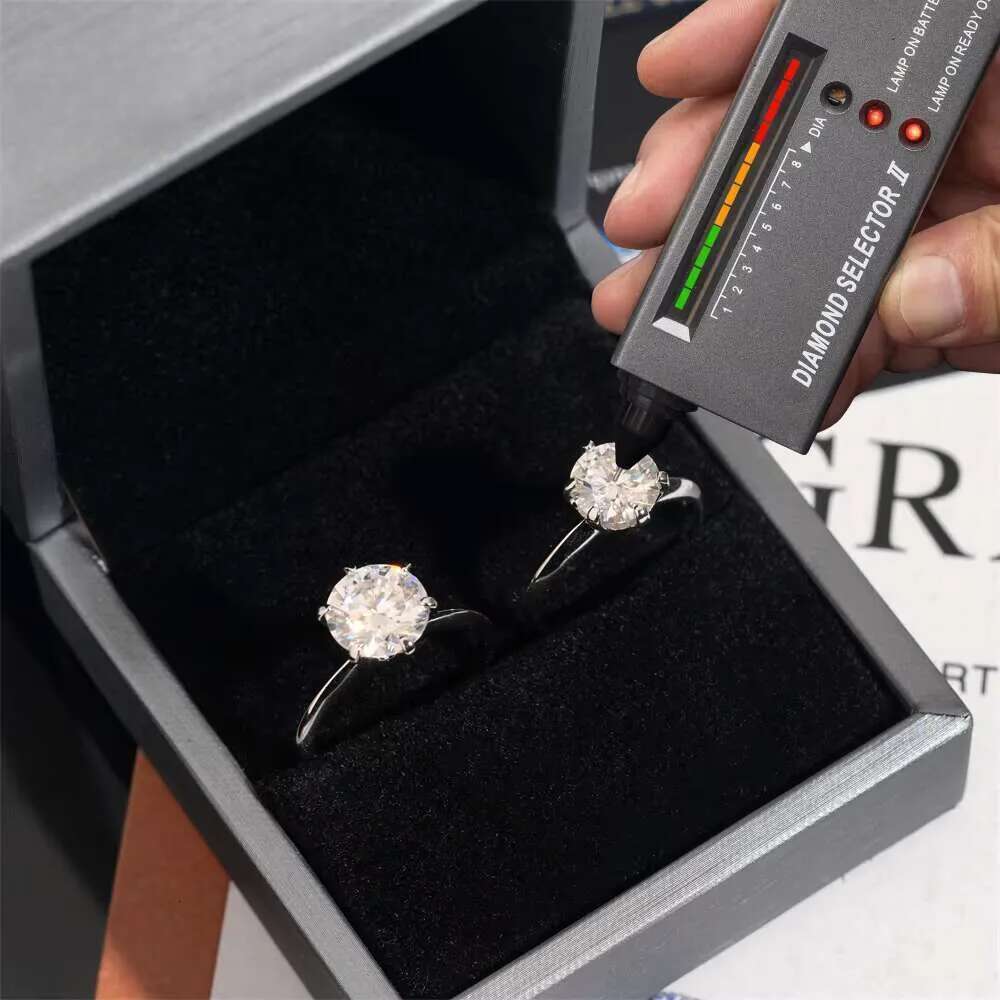 0.5ct 1ct 2ct 3ct Moissanite Engagement Rings Sier 6 Prong Set Women Wedding Ring Pass dia tester Solitaire ring