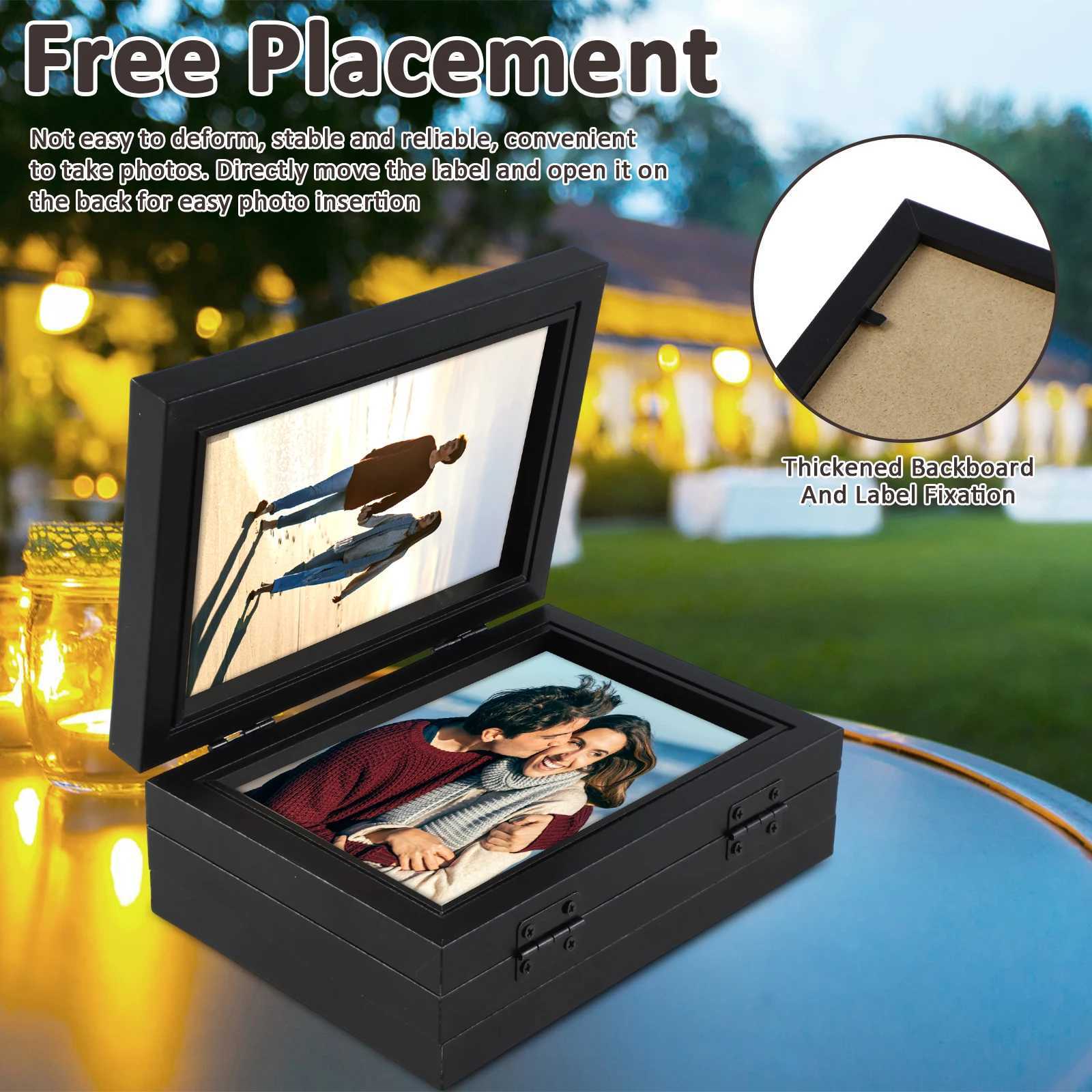 Foldable Photo Frame Hinge Photo Album Ornament Siamese Souvenir Picture Storage Box for Bookshelf Wedding Party Decor Photo Frame Z250729