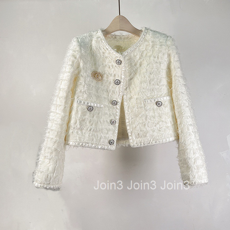 Spring and Autumn New French Style Slim Fit Tweed Jacket for Women Elegant Slimming Woven Tweed