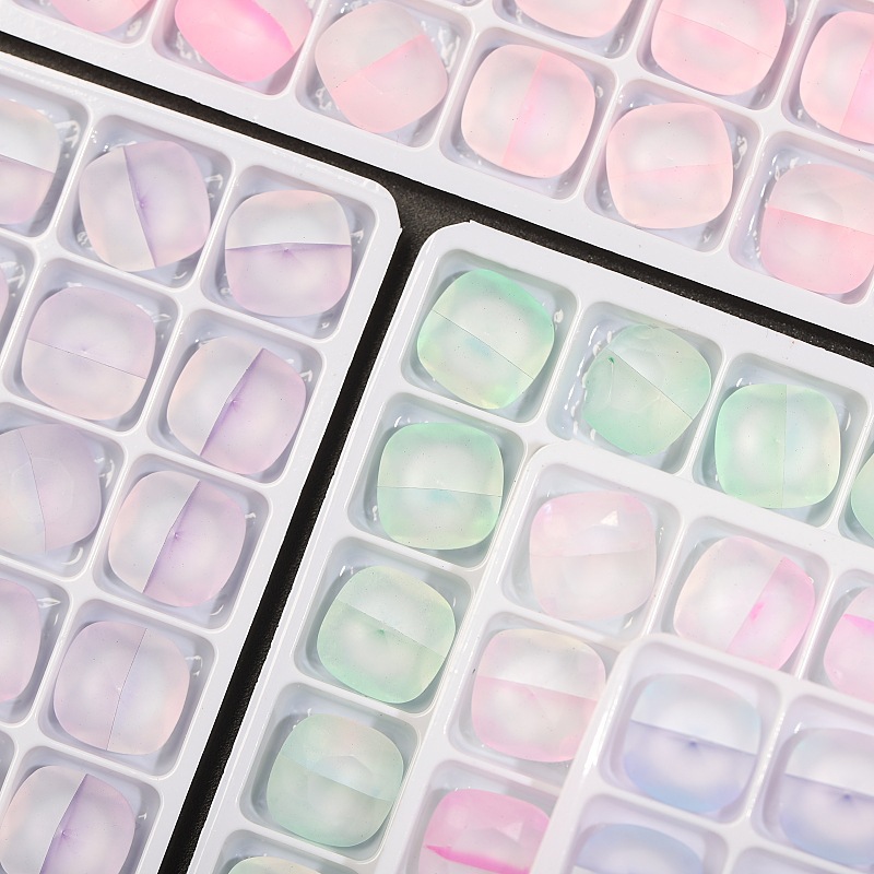 10MM frosted laser fat square drill with pointed bottom, colored glass translucent nail drill