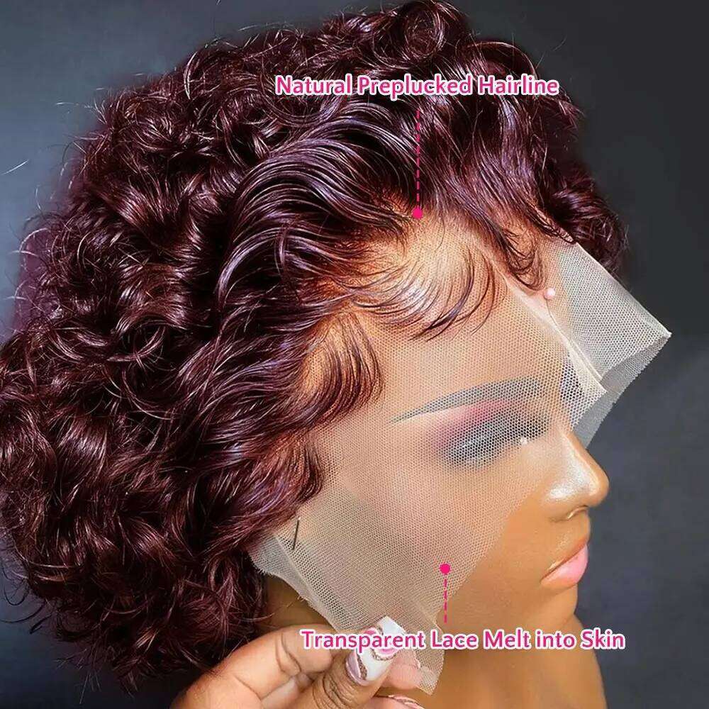 99J Bury Highlight Honey Colored Short Pixie Cut Pre plucked Bob Wig 13x2 Lace Front Curly Human Hair Wigs