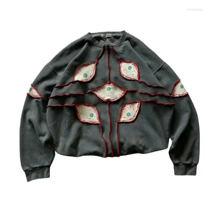 Men's Hoodies Men Women Retro Haruku Punk Casual Splicing Sweatshirt Fashion Street Design Fake Two Piece Hip Hop Loose Long Sleeves TUES