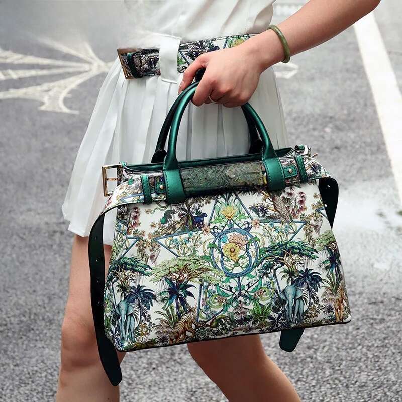 Designer Luxury Jungle Pattern Women S Handbags Large Capacity Crossbody Belt Lettering Decoration Shoulder Designer Bag
