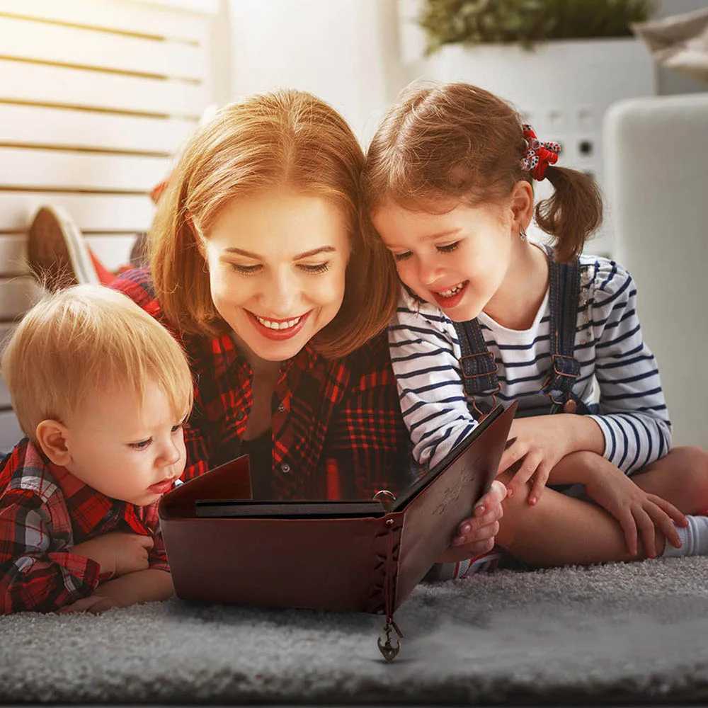 Vintage Leather Photo Album with Black Page DIY Scrapbook Sticker Christmas Birthday Wedding Valentines Gift Z250729