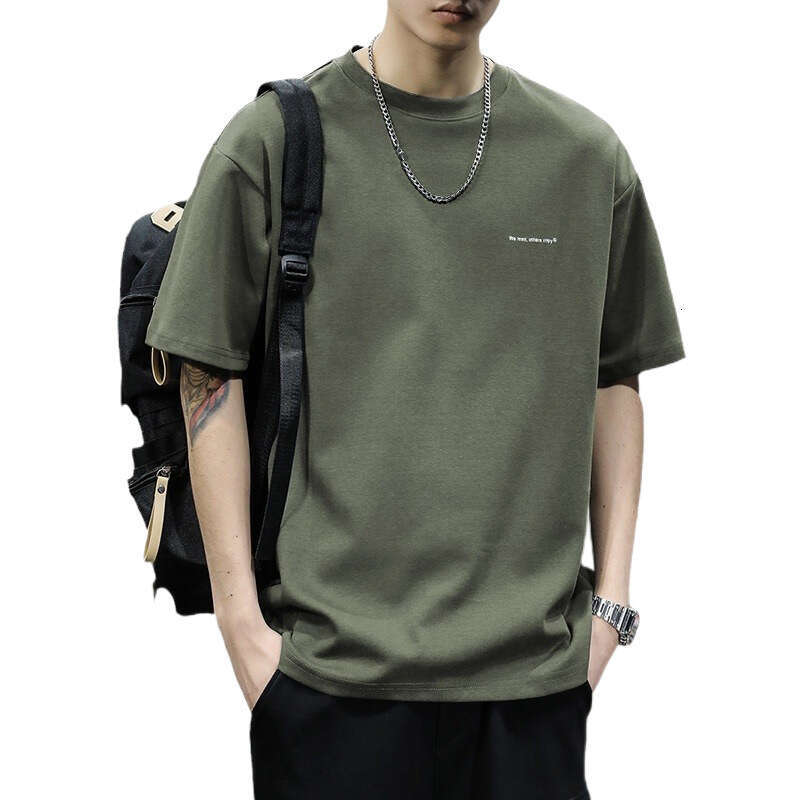 Designer T Shirt Heavyweight Short Sleeve T-Shirt For Men, Summer New American Style Pure Cotton Trendy Base White Loose Half Sleeve Tee Graphic Tee T