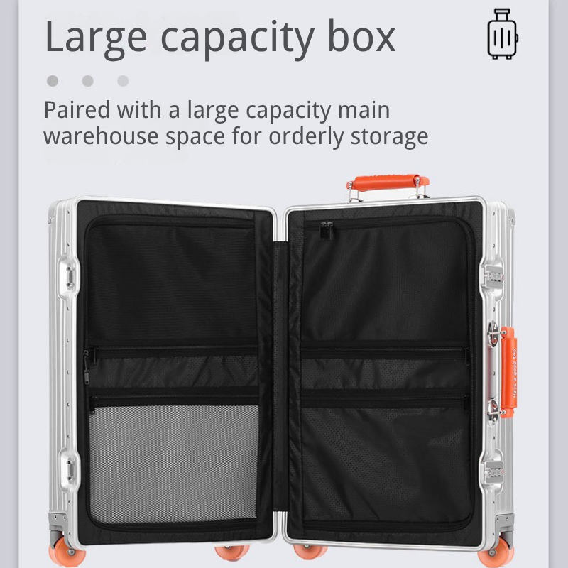 Casual Fashion Boarding Aluminum Suitcase w/ Quiet Rolling Wheels