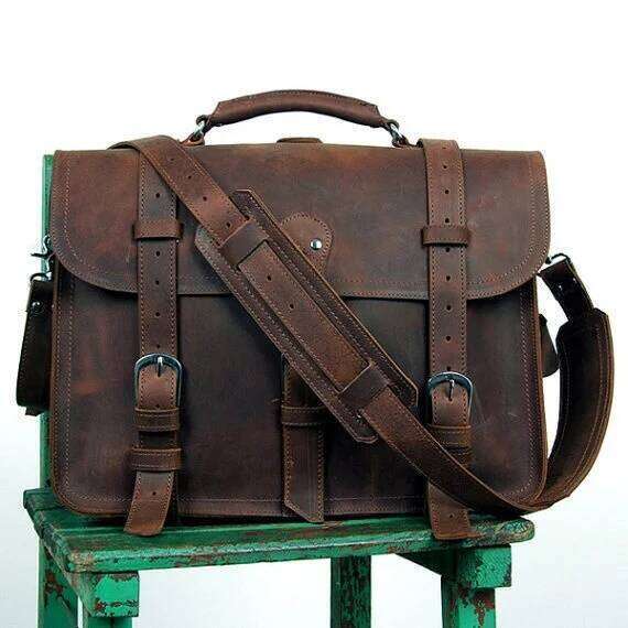 Vintage Men's Genuine Backpack Duffle Bag Crazy Horse Leather Lage Travel Tote 100% Authentic