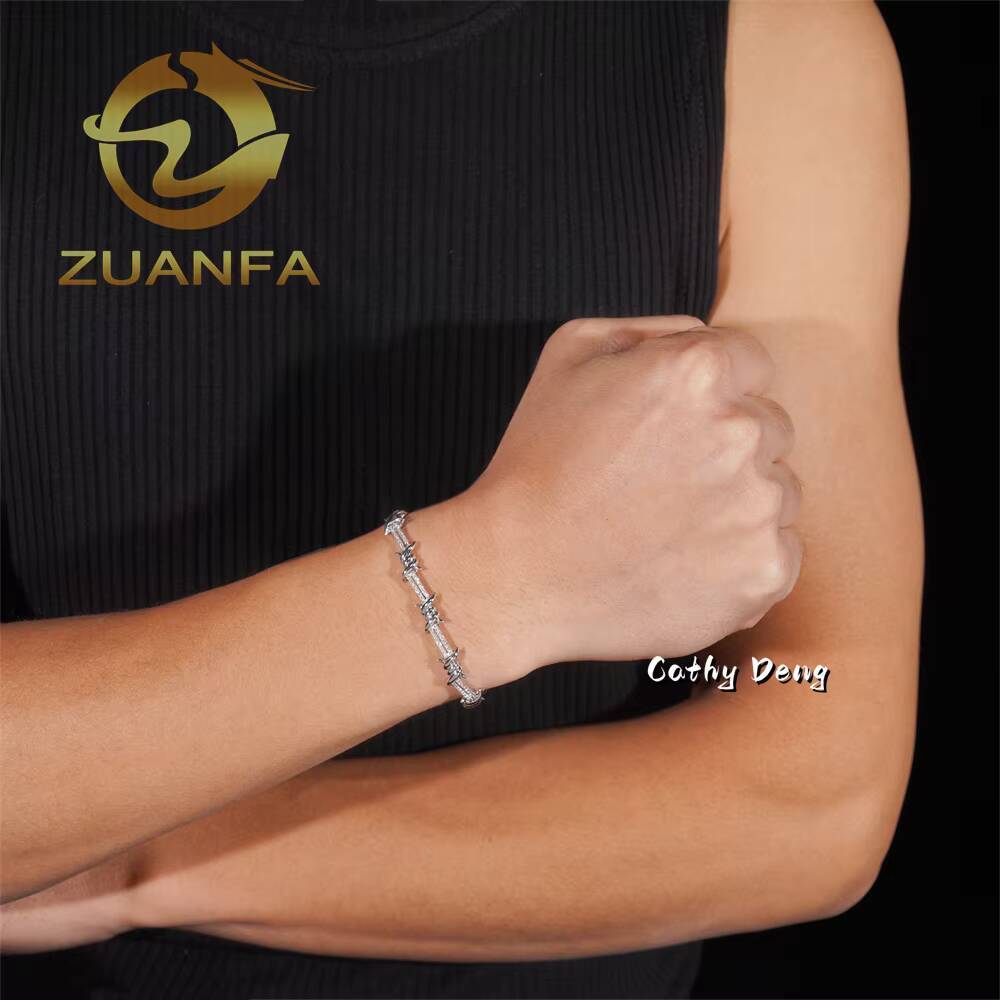 6mm 925 Silver Twisted Cuban Link Chain Iced Out Jewelry Moissanite Hip Hop Bracelet Lab Diamond Cuban Link Bracelet