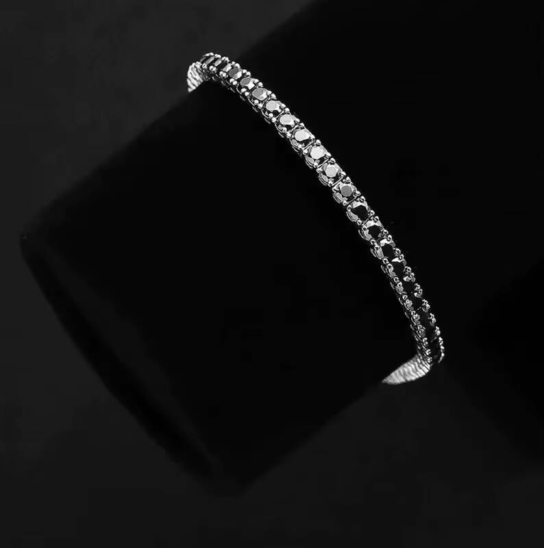 Hiphop Jewelry Silver Necklace 925 Silver Black VVS Moissanite Diamond Pass Diamond Tester Tennis Chain