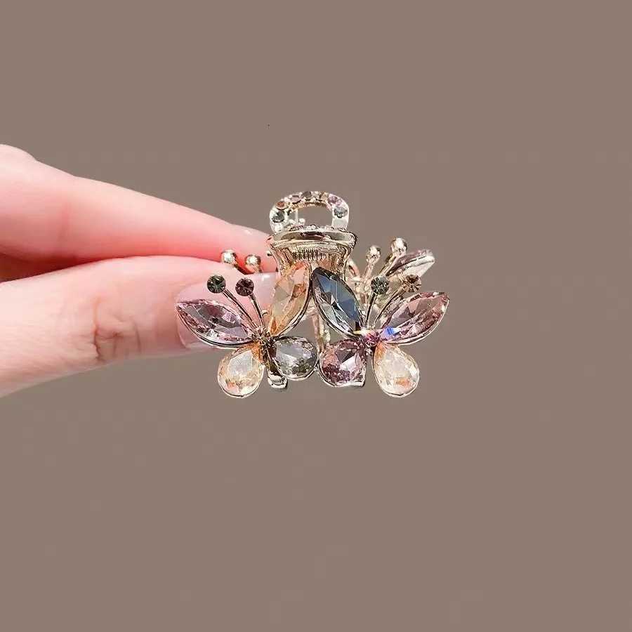 Exquisite Colorful Crystal Butterfly Small Hair Claw Forehead Bangs Hair Slide Mini Side Clip Womens Fashion Hair Accessories Z250729