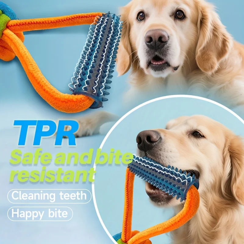 Dog Training Antitear Pulling Rope Toy Pet Plush Grinding Teeth Biteresistant Colorful Cleaning Interactive Toy 250729