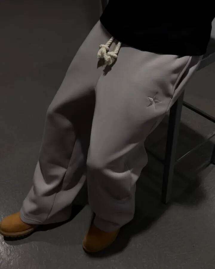 Designer Clothing 2025 Haruku Loose Double Waisted Sweatpants Y2k American Solid Color Letter Embroidery Casual Pants Hip Hop Drawstring Waist Jogger