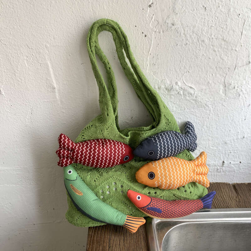 Foreign Order Niche Design for Women Knitted Yarn Woven Patchwork Vacation Casual Handbag Shoulder Tote Bag