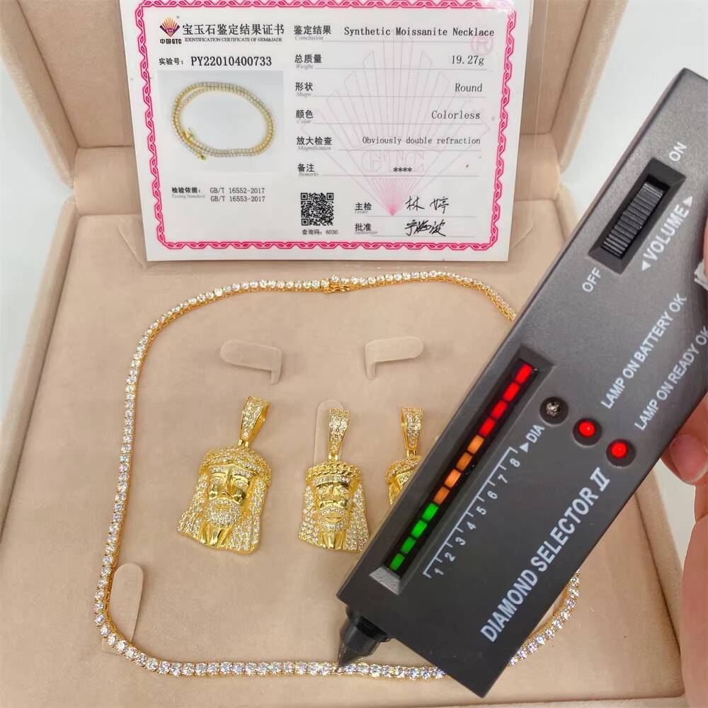 Hot Sale Luxury 18 20 22 24 Men Women Necklace Real Gold 10k 3mm Moissanite Tennis Chain