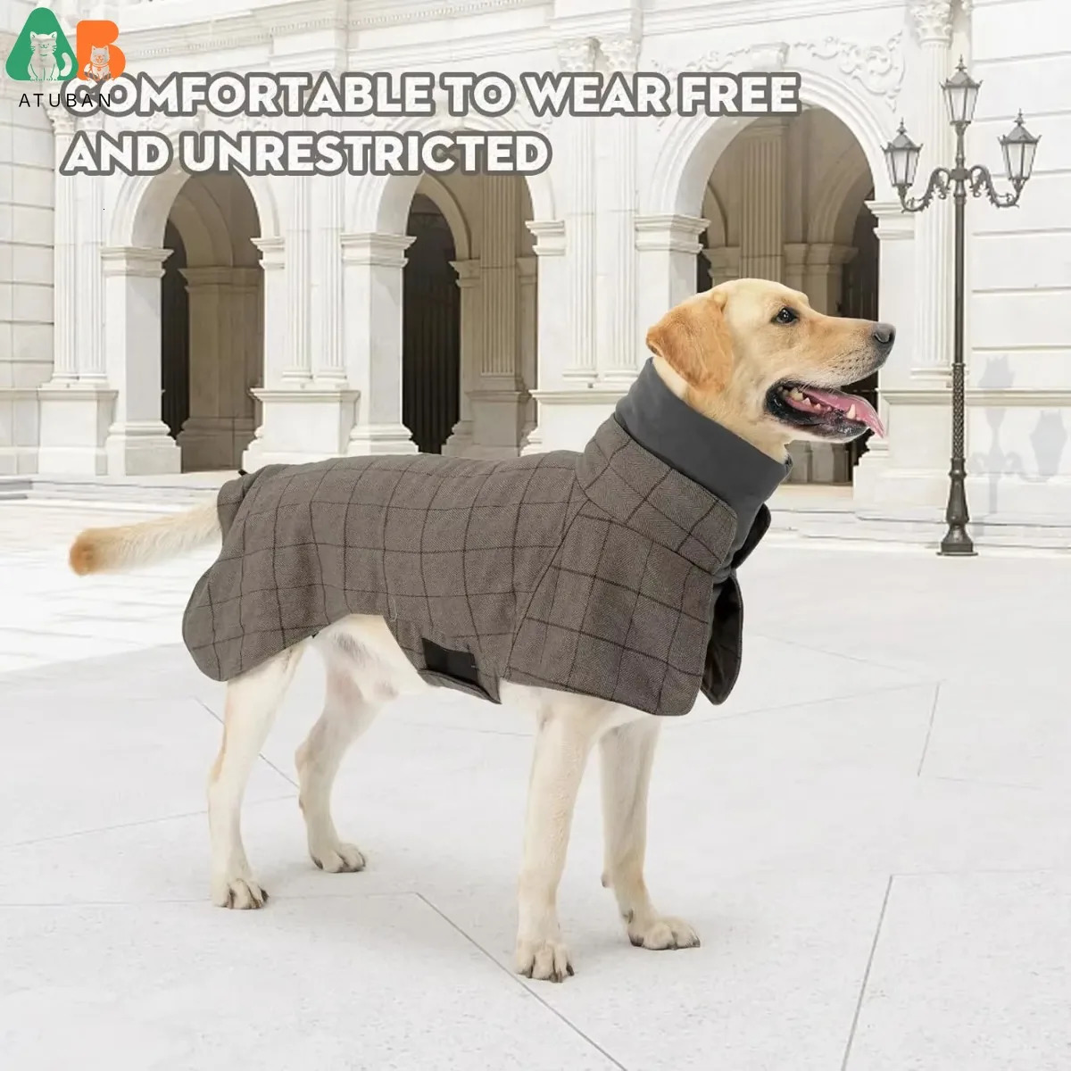 Warm Dog Coat English Plaid Fleece Vest Windbreaker Jacket Winter Clothing with Traction Eyelets Suitable for All Types 250729