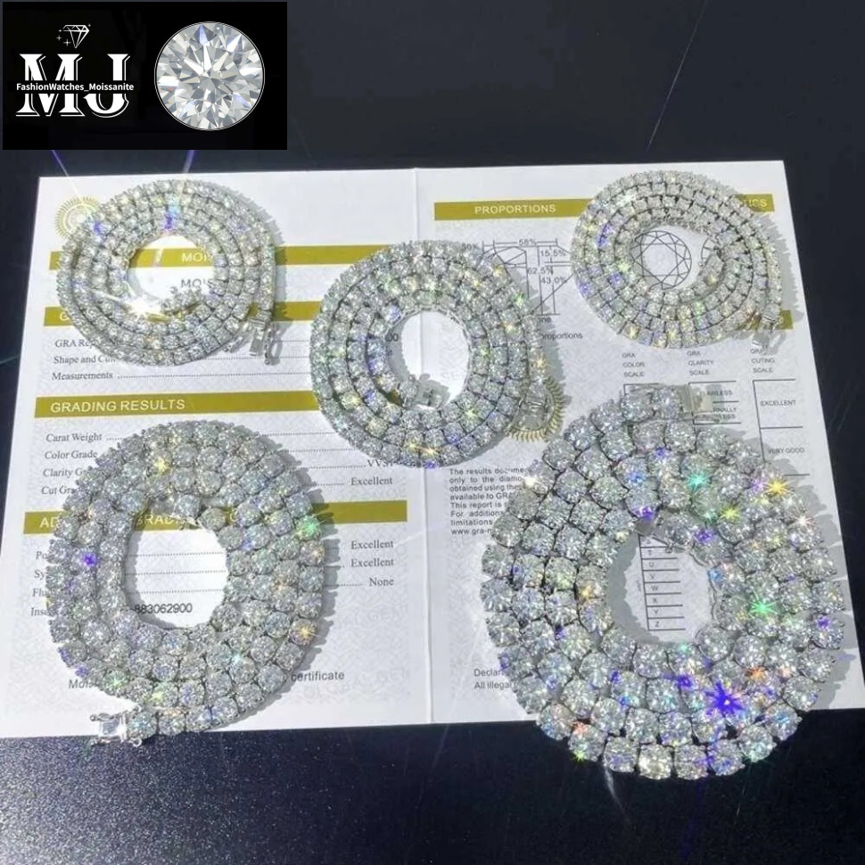 necklace fashion designer Pendant Necklaces Hip Hop Sier VVS Moissanite Dia Necklace moissanite tennis chain