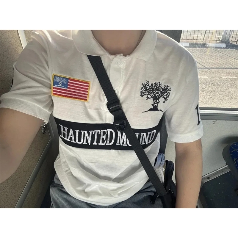 Haunted Mound Classics Y2K T Shirts Womens Rock Embroidery Loose Shirt Round Neck Short Sleeve Harajuku Hip Hop Polo Shirt Tops 250728