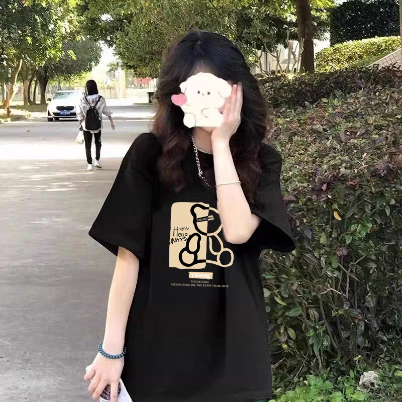 2025G pure cotton short sleeved women's S fashion Korean style student T-shirt unisex couple half sleeved versatile youth T-shirt new designer T-