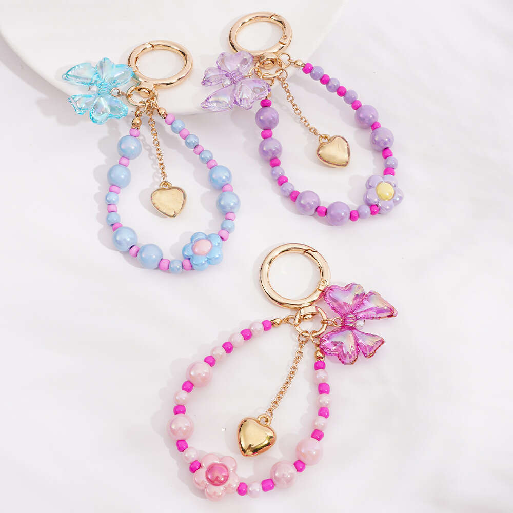 Personalized Bowknot Pendant Bag Phone Case Keychain Handmade Woven Beaded Accessories for Women