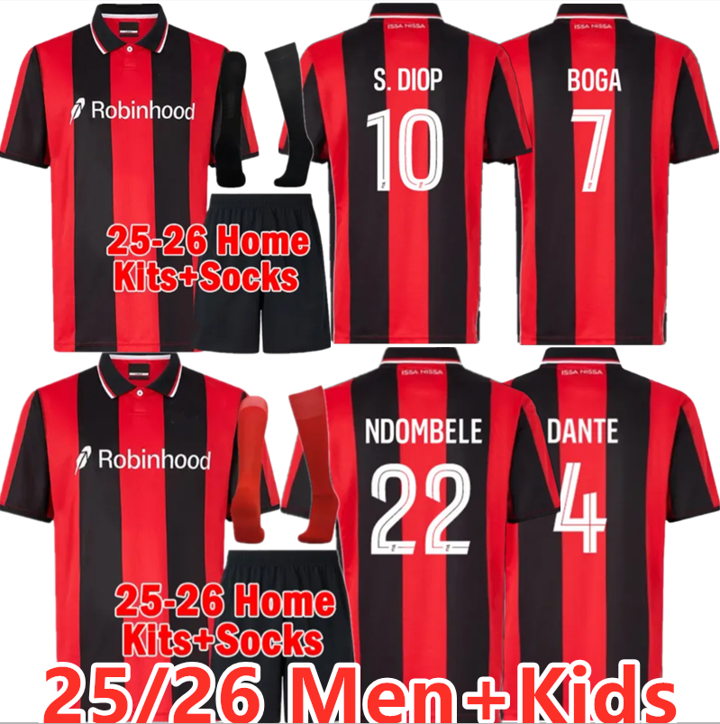 maillot de foot 24 25 OGC Nice Home away Soccer Jerseys S.DIOP LABORDE DIOP MOFFI BOGA ROSARIO THURAM 2024 2025 DELORT BARKLEY player version Football man kids